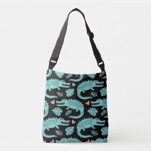 Cartoon crocodiles, cute seamless pattern. crossbody bag