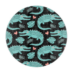Cartoon crocodiles, cute seamless pattern. cutting board