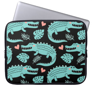 Cartoon crocodiles, cute seamless pattern. laptop sleeve