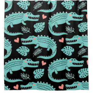 Cartoon crocodiles, cute seamless pattern. shower curtain