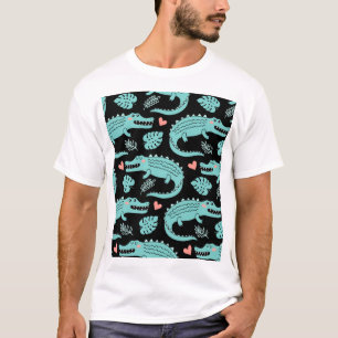 Cartoon crocodiles, cute seamless pattern. T-Shirt