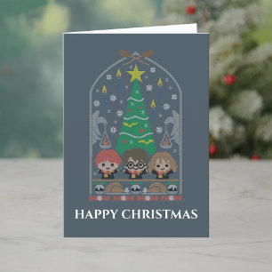 Cartoon Cross-Stitch HOGWARTS™ Christmas Feast Holiday Card