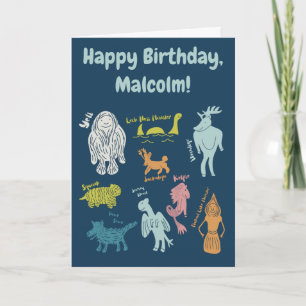 Cartoon Cryptids Cryptozoology Custom Birthday Card