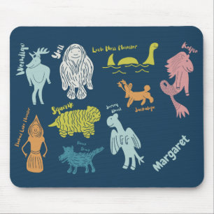 Cartoon Cryptids Cryptozoology Guide Personalised Mouse Pad