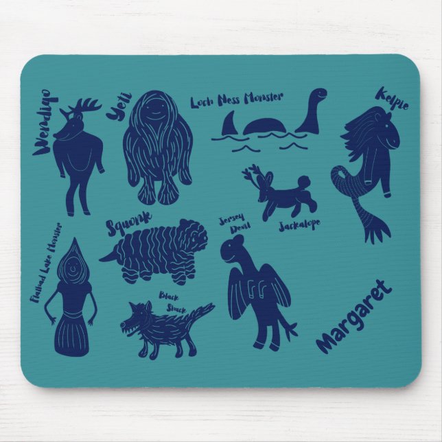 Cartoon Cryptids Cryptozoology Guide Personalised  Mouse Pad (Front)