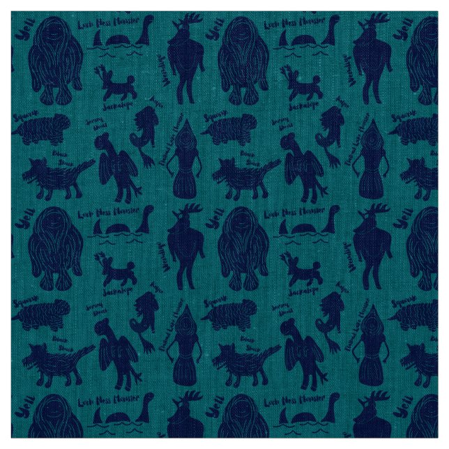 Cartoon Cryptids Cryptozoology ID Guide Fabric (Swatch)
