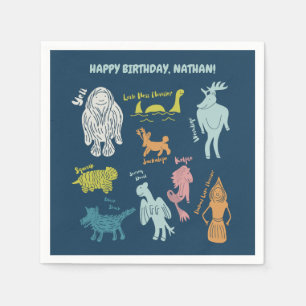 Cartoon Cryptids Cryptozoology Monsters Custom Napkin
