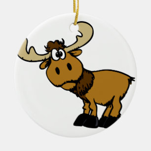Cartoon Curious moose   choose background colour Ceramic Ornament