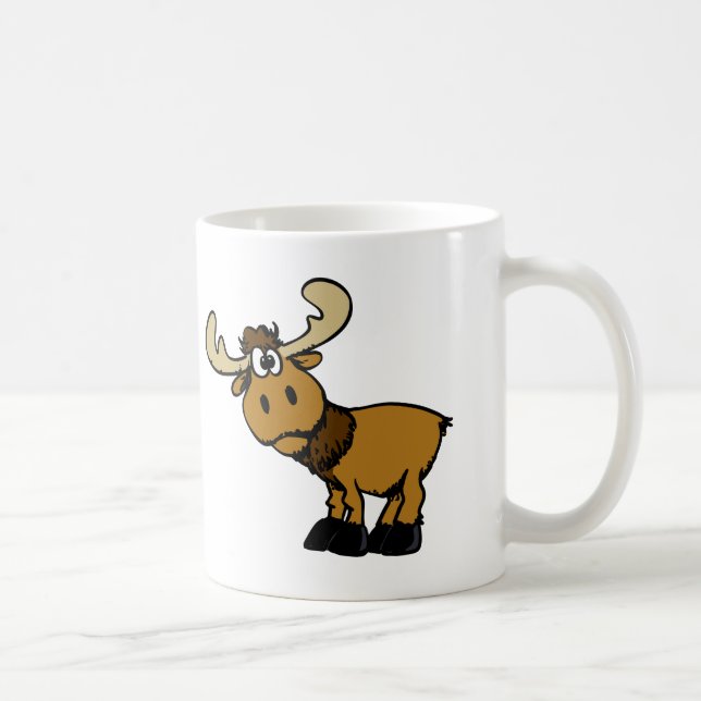 Cartoon Curious moose | choose background colour Coffee Mug (Right)