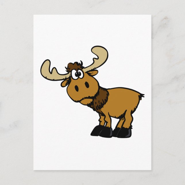 Cartoon Curious moose | choose background colour Postcard (Front)