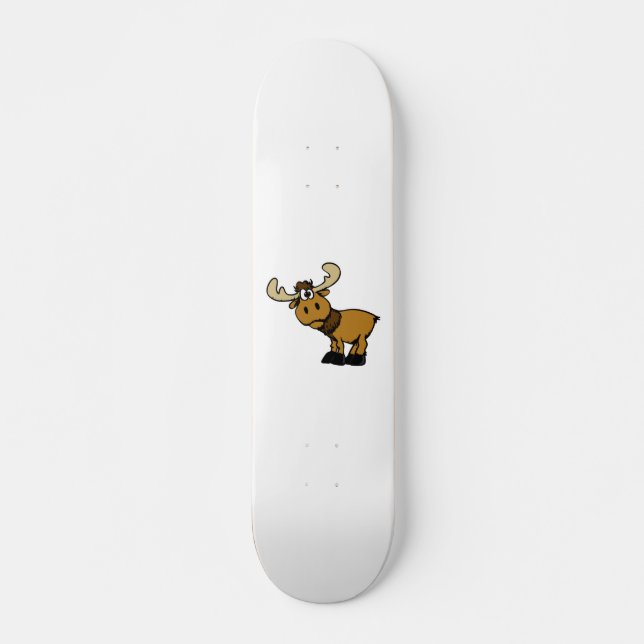 Cartoon Curious moose | choose background colour Skateboard (Front)