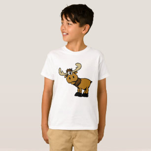 Cartoon Curious moose choose background colour T-Shirt