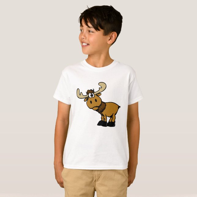 Cartoon Curious moose | choose background colour T-Shirt (Front Full)