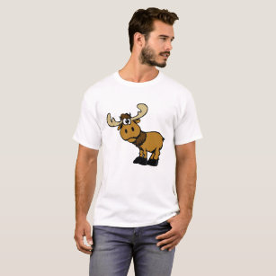 Cartoon Curious moose   choose background colour T-Shirt