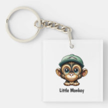Cartoon Cute Baby with Hat Says Little Monkey