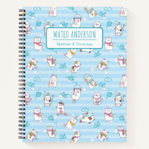 Cartoon Cute Cats Personalised Kid Sketchbook Notebook