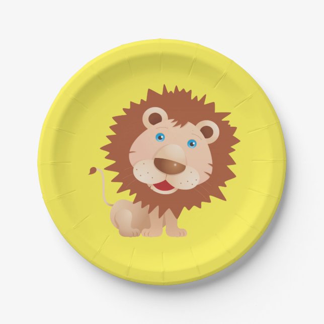 Cartoon Cute Circus Lion Birthday Party Paper Plate (Front)