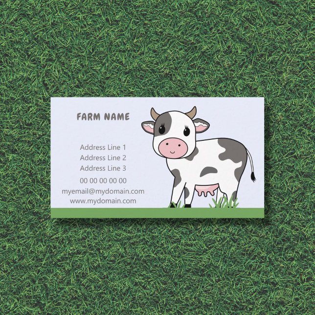 Cartoon Cute Cow Business Card for Farm (Cute Cow Business Card )