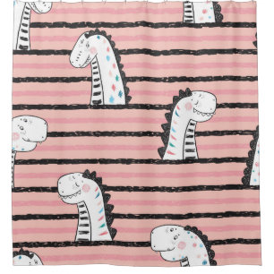 Cartoon Cute Dinosaurs vintage Seamless pattern. C Shower Curtain