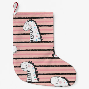 Cartoon Cute Dinosaurs vintage Seamless pattern. C Small Christmas Stocking