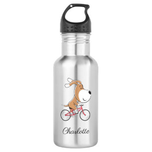 Cartoon Cute Dog Puppy Biking Riding Bicycle 532 Ml Water Bottle