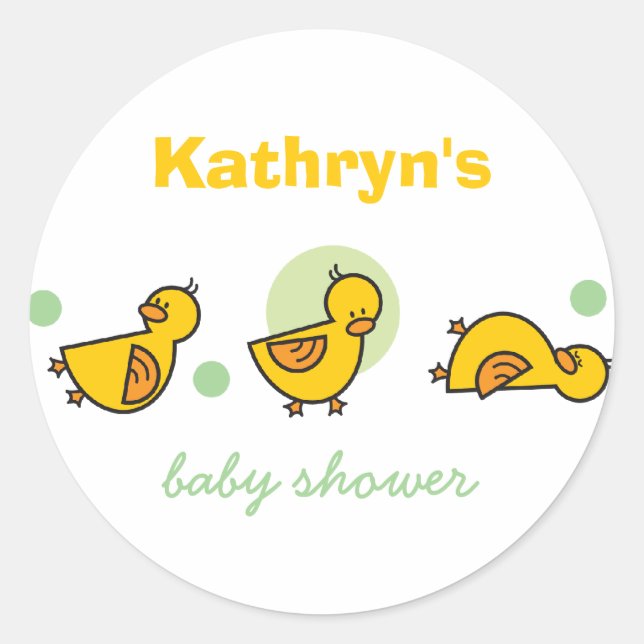 Cartoon Cute Duckies Baby Shower Gift Tag Sticker (Front)