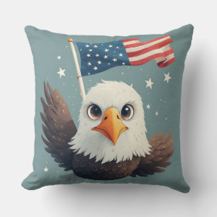 Cartoon Cute Eagle patriotic gifts for kids Cushion