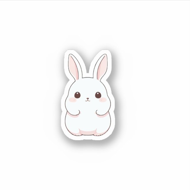 Cartoon cute fat rabbit Sticker (Front)
