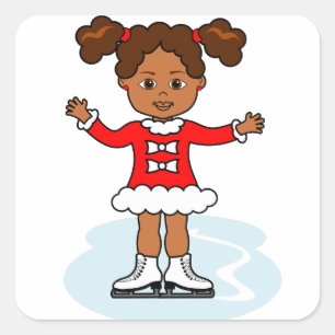 Cartoon Cute Figure Skater Girl Sticker