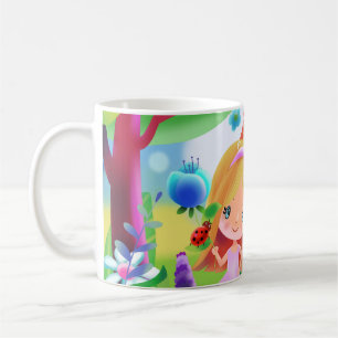 Cartoon cute girl and fairy house coffee mug