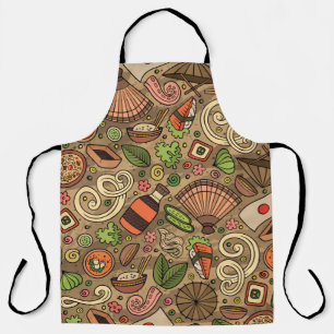 Cartoon cute hand drawn Japan food seamless patter Apron