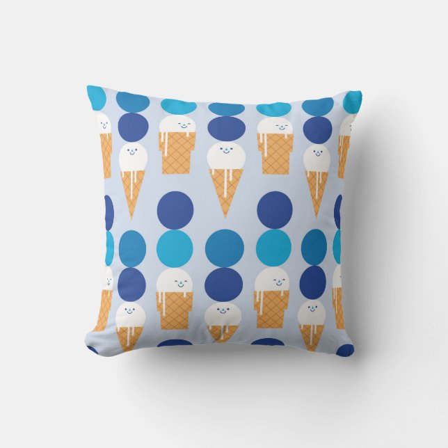 Cartoon cute ice cream seamless pattern design. Vi Cushion (Front)