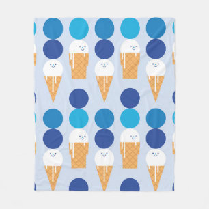 Cartoon cute ice cream seamless pattern design. Vi Fleece Blanket