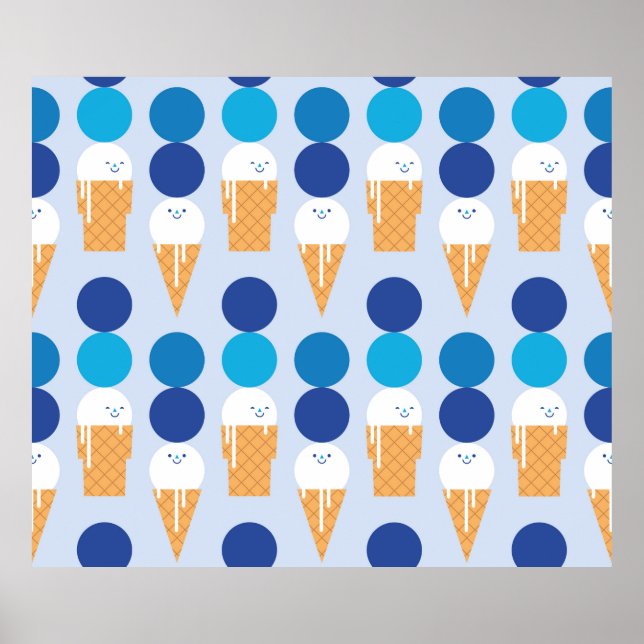 Cartoon cute ice cream seamless pattern design. Vi Poster (Front)