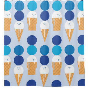 Cartoon cute ice cream seamless pattern design. Vi Shower Curtain