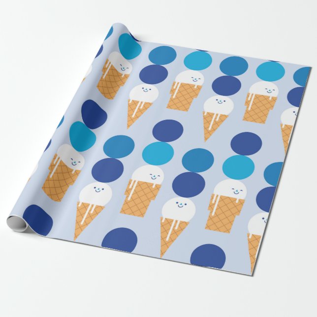 Cartoon cute ice cream seamless pattern design. Vi Wrapping Paper (Unrolled)
