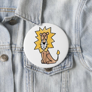 cartoon cute lion kids retro safari jungle animal 10 cm round badge