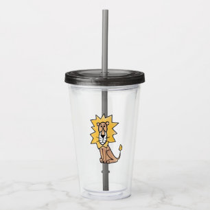 cartoon cute lion kids retro safari jungle animal acrylic tumbler