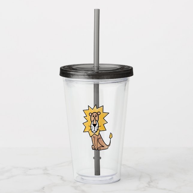cartoon cute lion kids retro safari jungle animal  acrylic tumbler (Front)