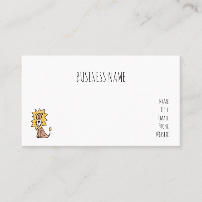 cartoon cute lion kids retro safari jungle animal  business card (Front)