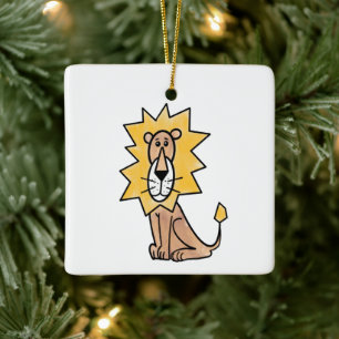 cartoon cute lion kids retro safari jungle animal ceramic ornament
