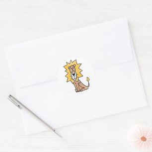 cartoon cute lion kids retro safari jungle animal  classic round sticker