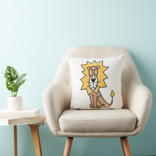 cartoon cute lion kids retro safari jungle animal cushion