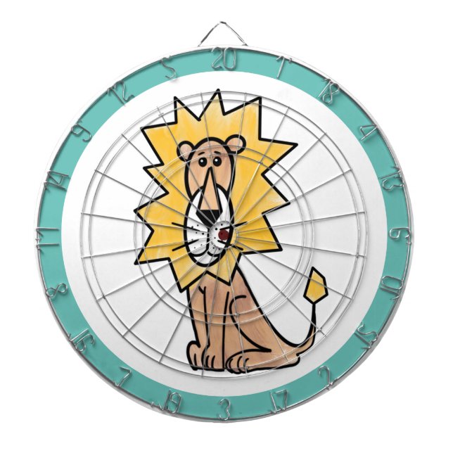 cartoon cute lion kids retro safari jungle animal  dartboard (Front)