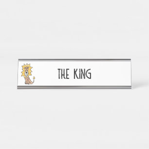 cartoon cute lion kids retro safari jungle animal desk name plate