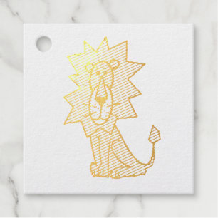 cartoon cute lion kids retro safari jungle animal favour tags