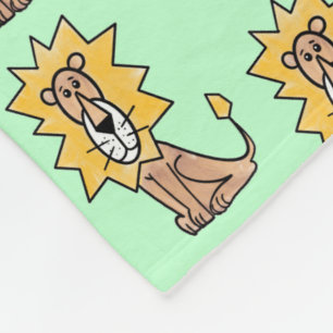 cartoon cute lion kids retro safari jungle animal fleece blanket