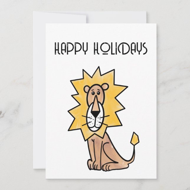 cartoon cute lion kids retro safari jungle animal  holiday card (Front)