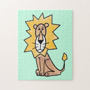 cartoon cute lion kids retro safari jungle animal jigsaw puzzle