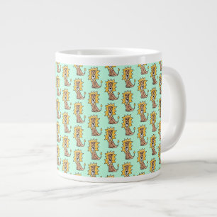 cartoon cute lion kids retro safari jungle animal  large coffee mug